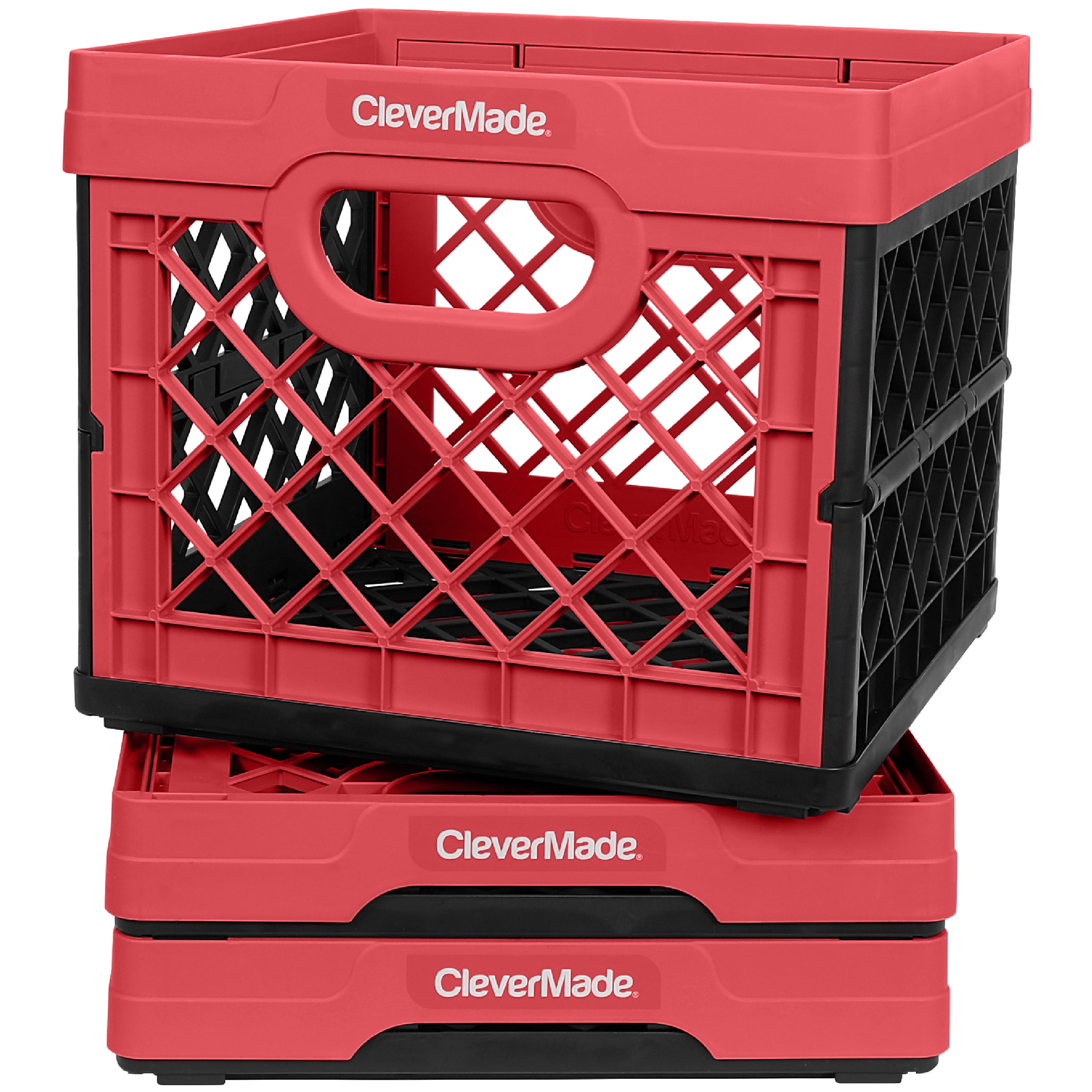 CleverMade Plastic Folding Utility Milk Crate - Collapsible