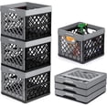 thumbnail image 1 of CleverMade Collapsible Milk Crate 25L Stackable, Stone 3 Pack, 1 of 10