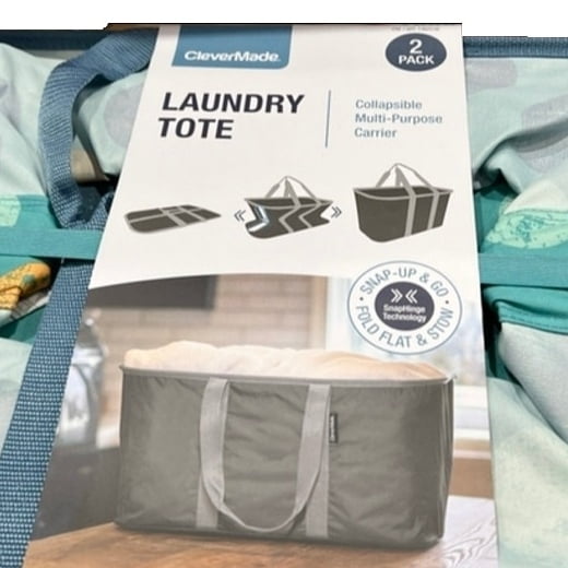 CleverMade Collapsible Mult-Purpose Carrier Laundry Tote (2 Pack)