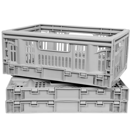 CleverMade Collapsible Pro-Grade Storage Crate, 4 Gal Grey, 3 Pack