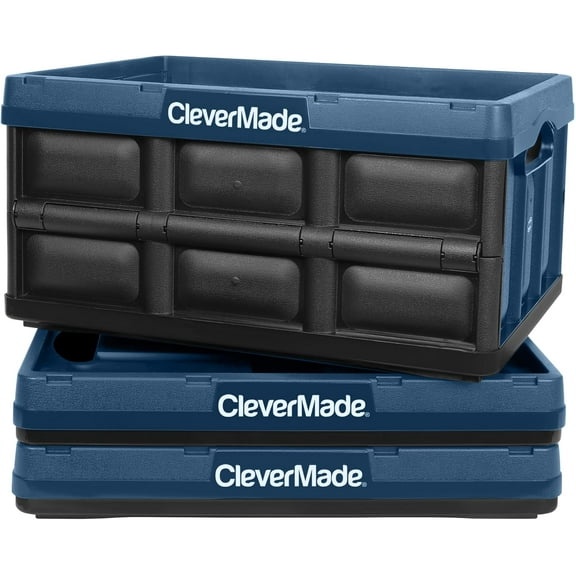 CleverMade Collapsible Storage Bin, 32L (8 Gal), Ocean, 3PK