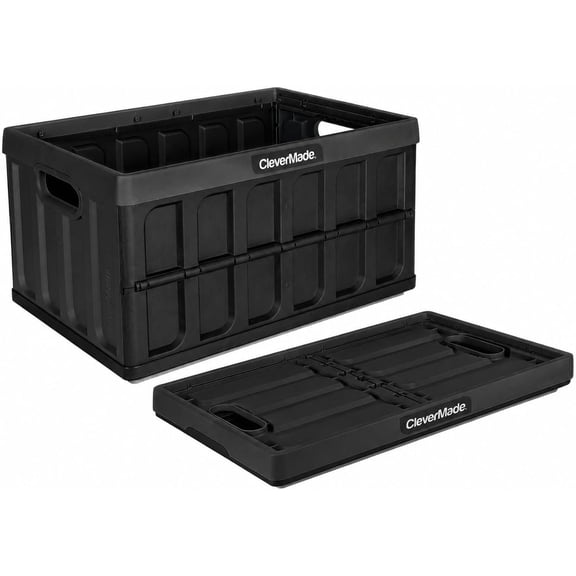CleverMade Collapsible Storage Bin 62L Stackable, Obsidian 3 Pack