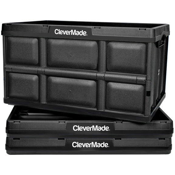 CleverMade Collapsible Storage Bin, No Lid, 16 Gal, Obsidian, 3 Pack