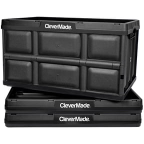 CleverMade Collapsible Storage Bin 62L Stackable, Obsidian 3 Pack