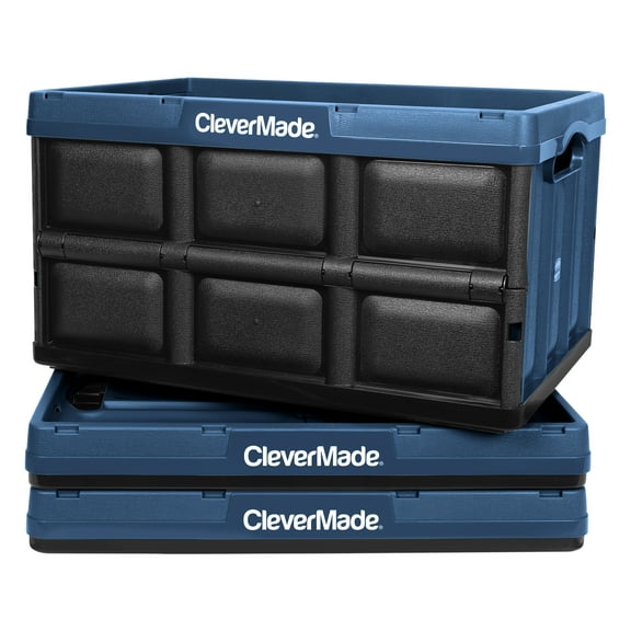 CleverMade Collapsible Storage Bin, No Lid, 62L (16 Gal), Ocean, 3 Pack