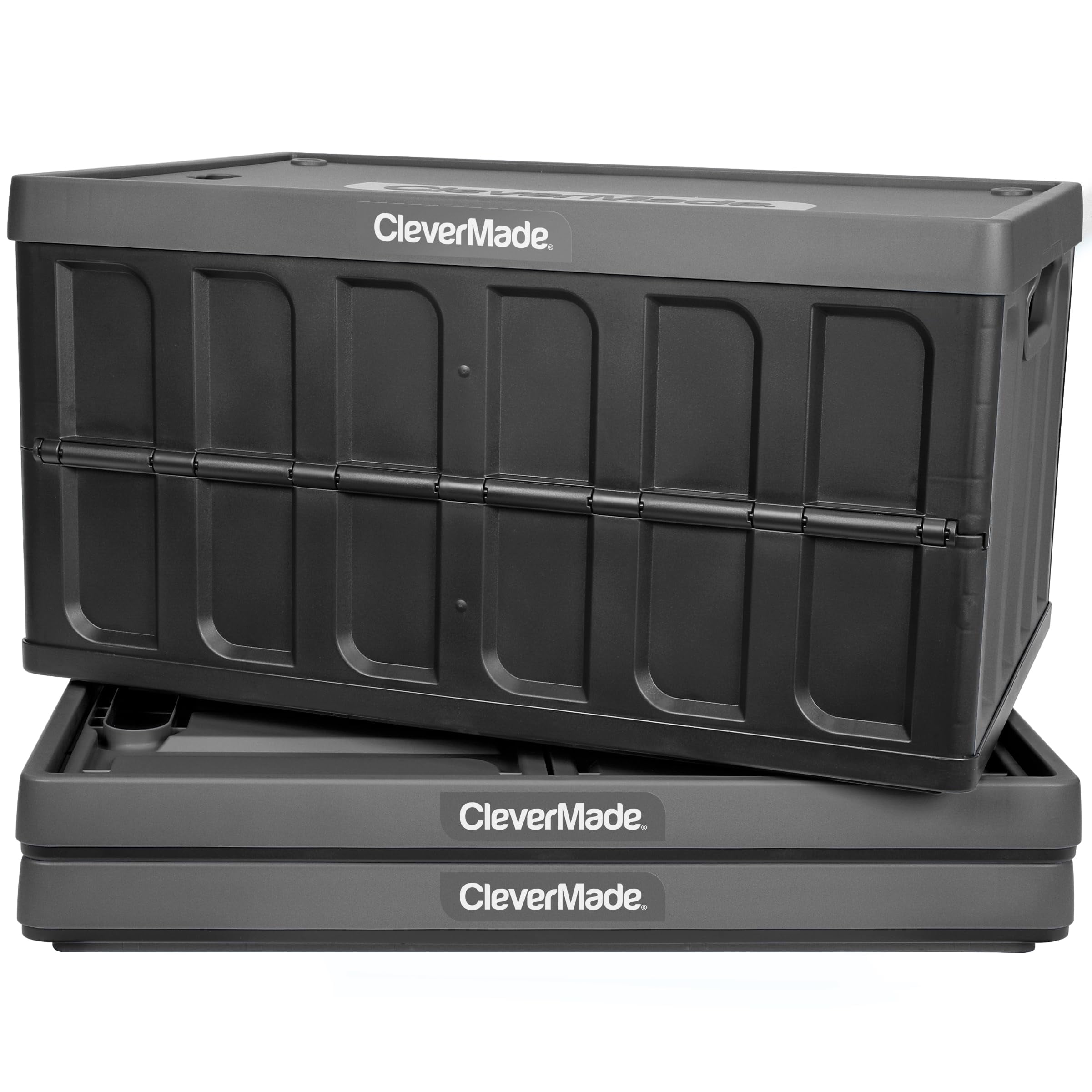 CleverMade Collapsible Storage Bin (With Lid), Charcoal, 3PK 62L (16