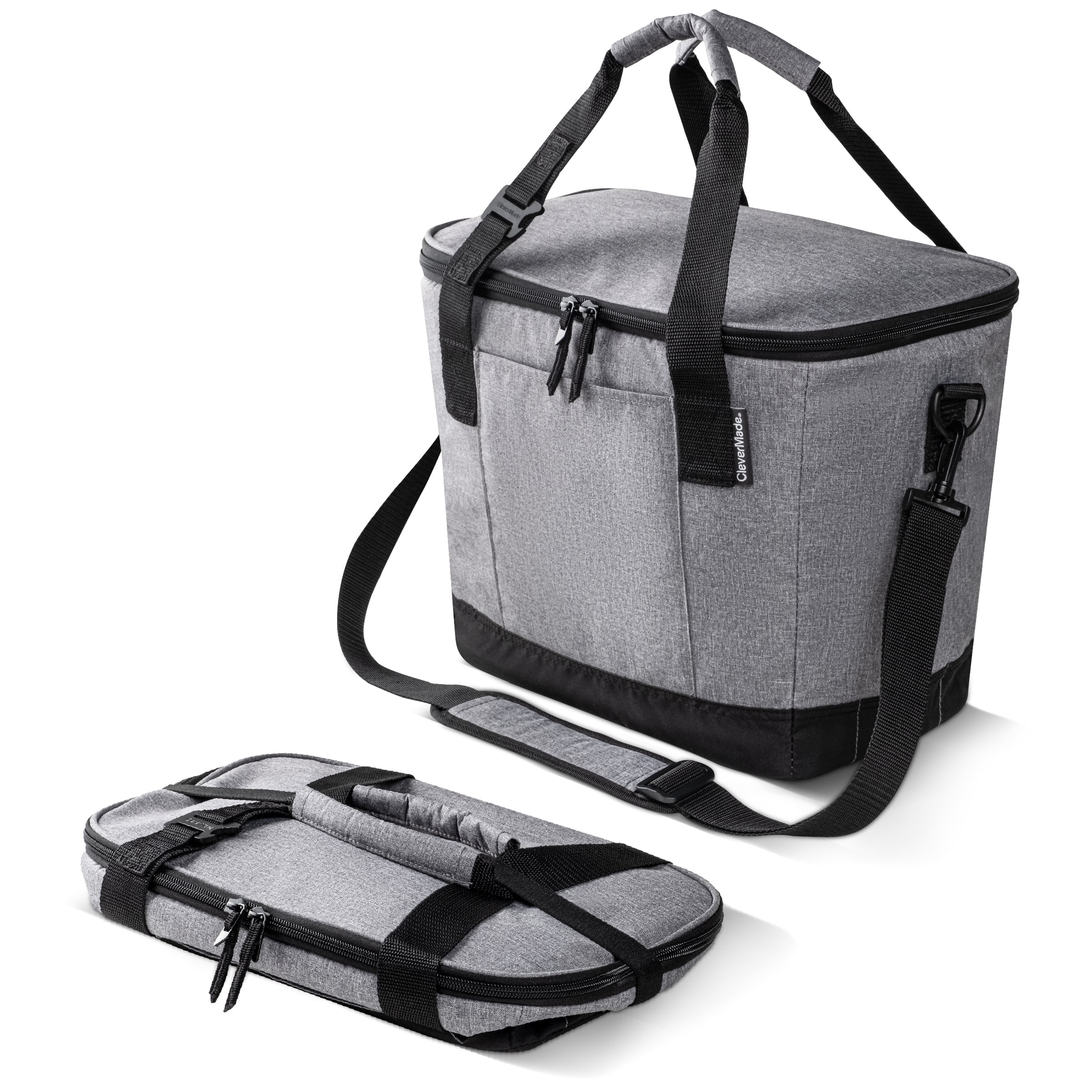 CleverMade Collapsible Tahoe Cooler - 30 Can - Heather Cool Gray/Midnight Black
