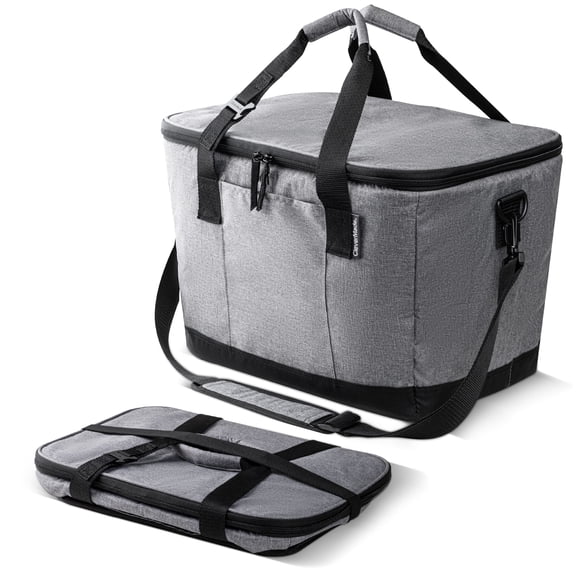 CleverMade Tahoe 50-Can Collapsible Cooler Bag, Leakproof Insulated Soft Cooler, Heather Cool Gray/Midnight Black