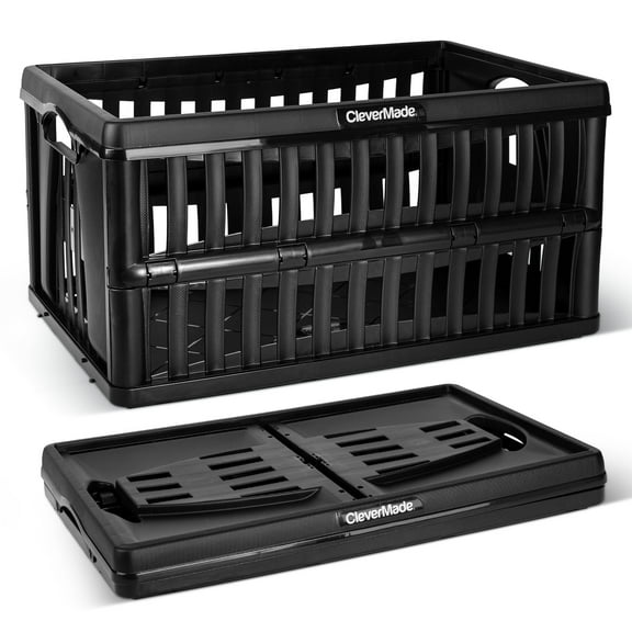 CleverMade Collapsible Utility Crate (100% Recycled) - 60L - Obsidian 3PK