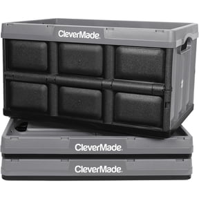 CleverMade Eco 62L Collapsible Storage Bin, Stone, 3 Pack