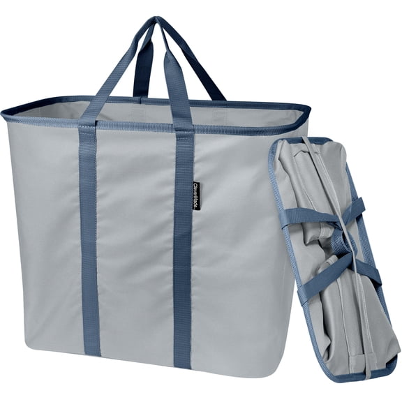 CleverMade Laundry Hampers with Carrying Handles, Collapsible, Pop Up, 2-Pack, Gray/Dusty Slate