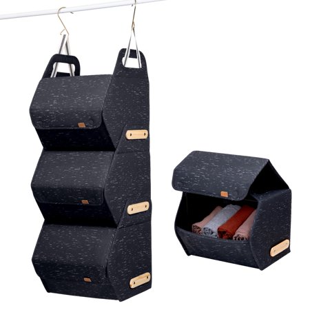 CleverMade Modular Storage System LUXE - Self-Standing, Stacking, and Hanging Storage Organizer for Home Organization and Storage - 3-Tier Hanging Closet Organizer - Made From Recycled Materials