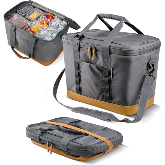 CleverMade Pacifica Large Collapsible Soft Cooler, Leakproof Insulated Cooler Bag, Charcoal Gray