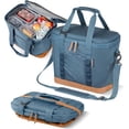 thumbnail interactive-video image 1 of CleverMade Pacifica Medium Foldable Cooler Bag, Leakproof Insulated Soft Cooler, Ocean/Cognac, 1 of 10