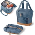 thumbnail image 1 of CleverMade Pacifica Small Portable Cooler Bag, Collapsible Leakproof Soft Cooler, Ocean/Cognac, 1 of 10