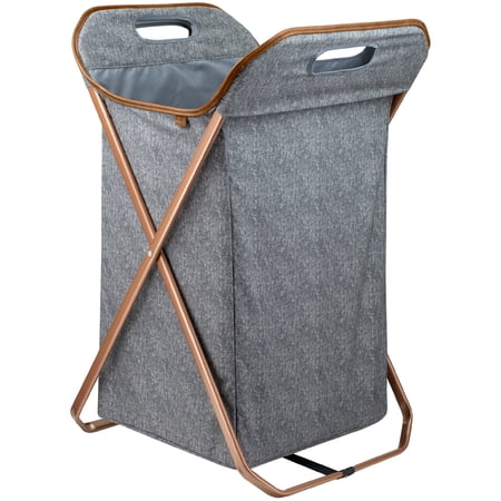 CleverMade Rectangular Fabric, Steel, and Plastic Laundry Hamper with Handles