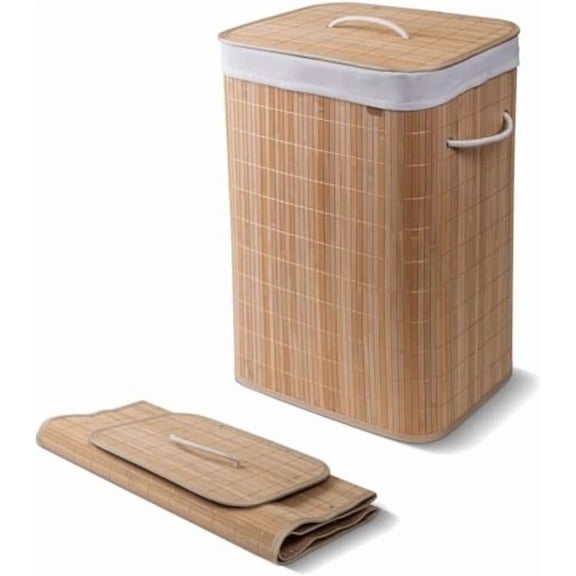 CleverMade Single Bamboo Laundry Hamper with Lid 72L Clothes Bin