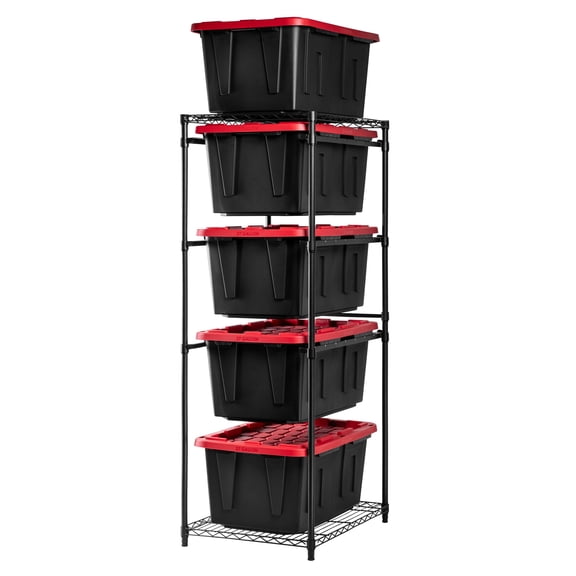CleverMade Tote Tower Single 5-Tier Heavy-Duty Organizer for Garage, Pantry, Laundry Room