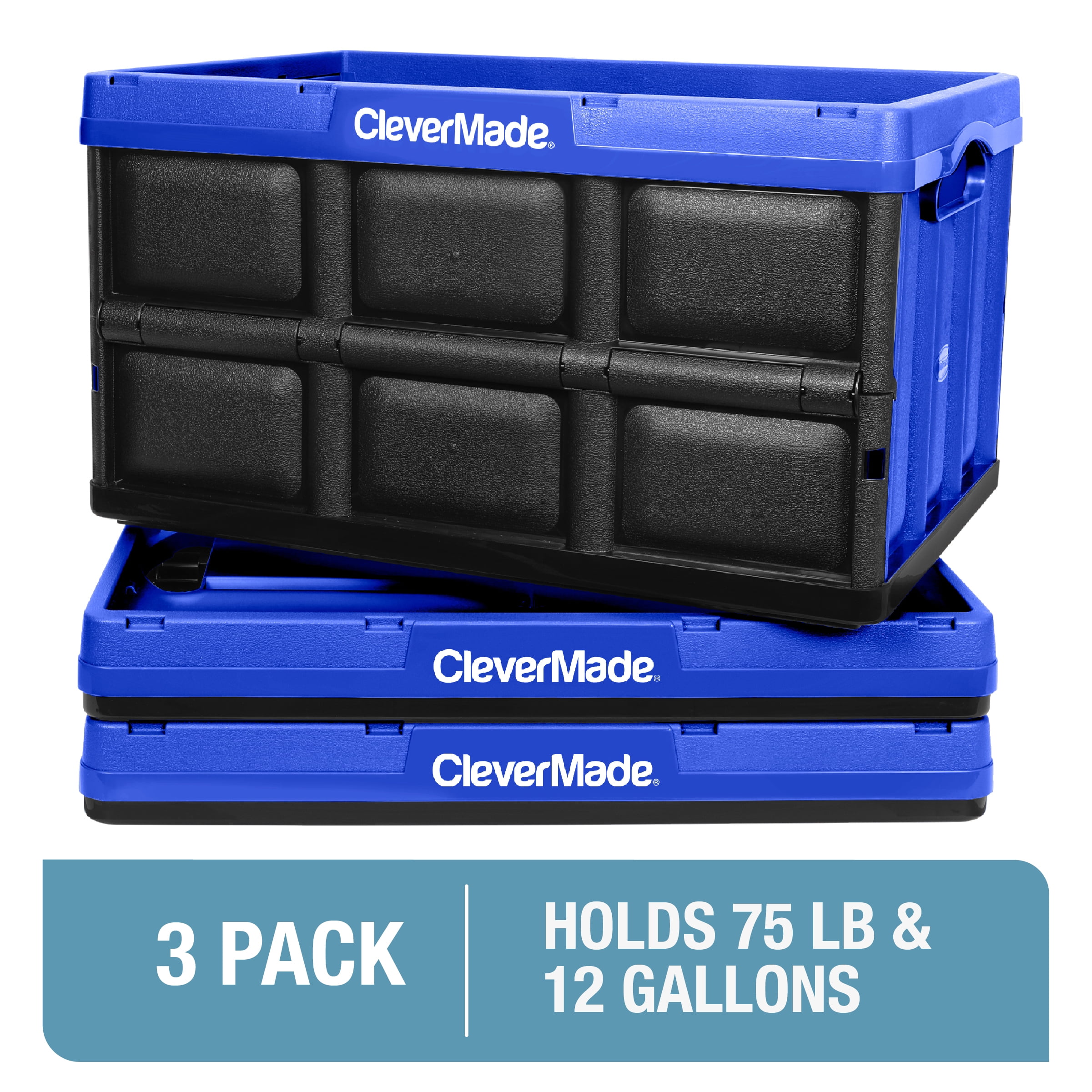 CleverMade Stackable Collapsible Storage Bin No Lid - 8 Gal Black