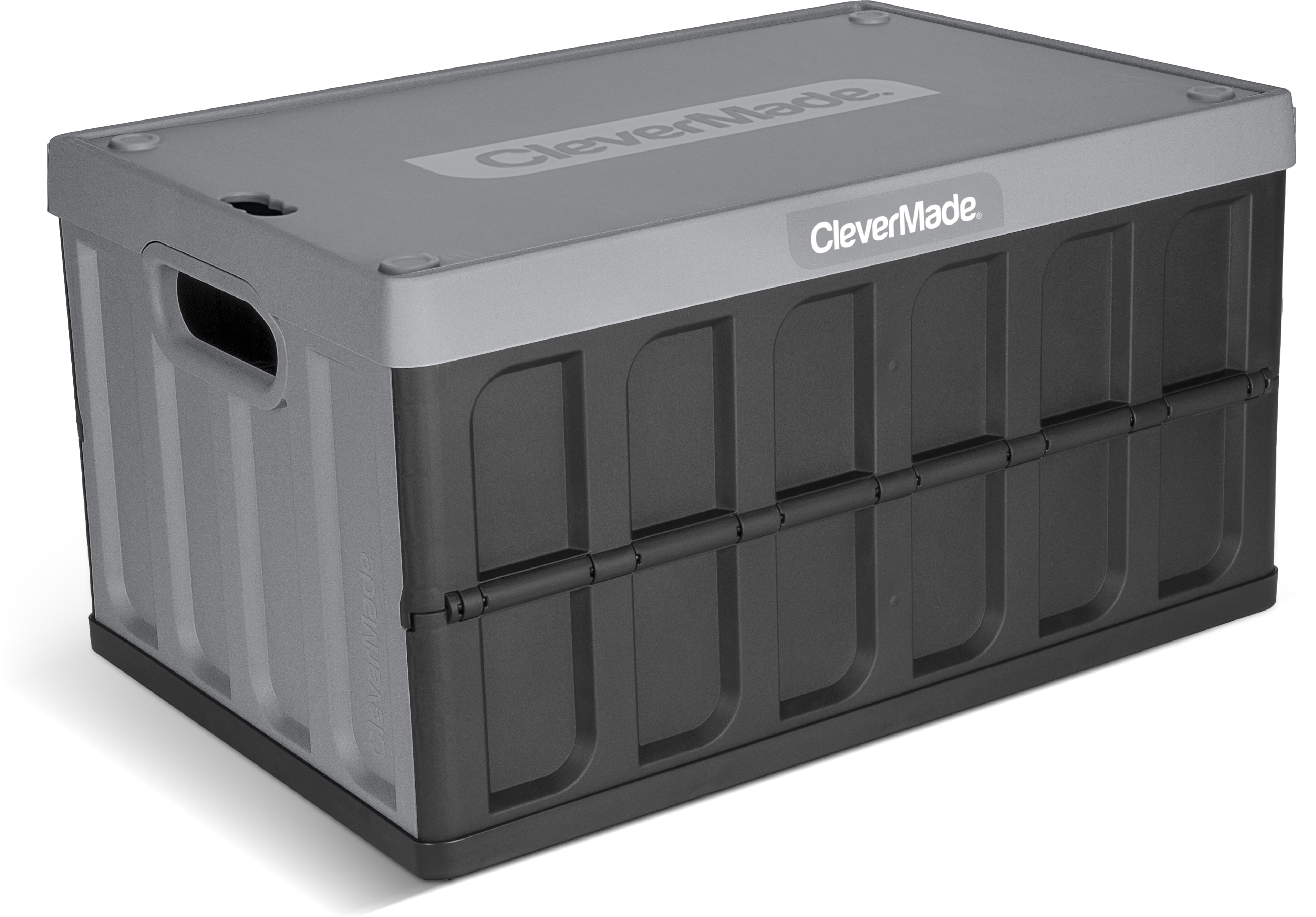 CleverMade Stackable Collapsible Storage Bin with Lids, 16 gal, Stone, 1 Pack