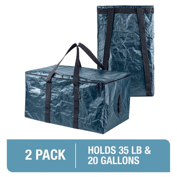 CleverMade Storage Duffel, Soft Packing Tote with Zipper, Ocean Blue 2 Pack