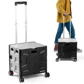 CleverMade Collapsible Utility Containers, 35L, Lockable Lid, Durable Polypropylene, 4 Wheels, Black/Cream