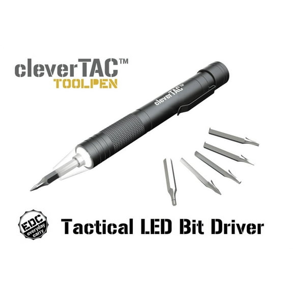 CleverTac Tactical LED Screwdriver with Magnetic Bit Holder 6 Pack