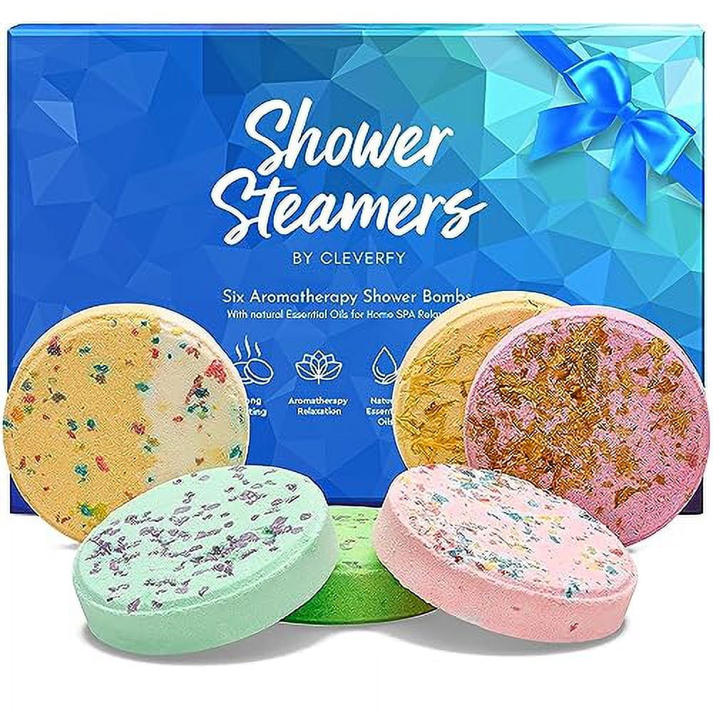 Cleverfy Shower Steamers Aromatherapy Variety Gift Box of 6 Shower
