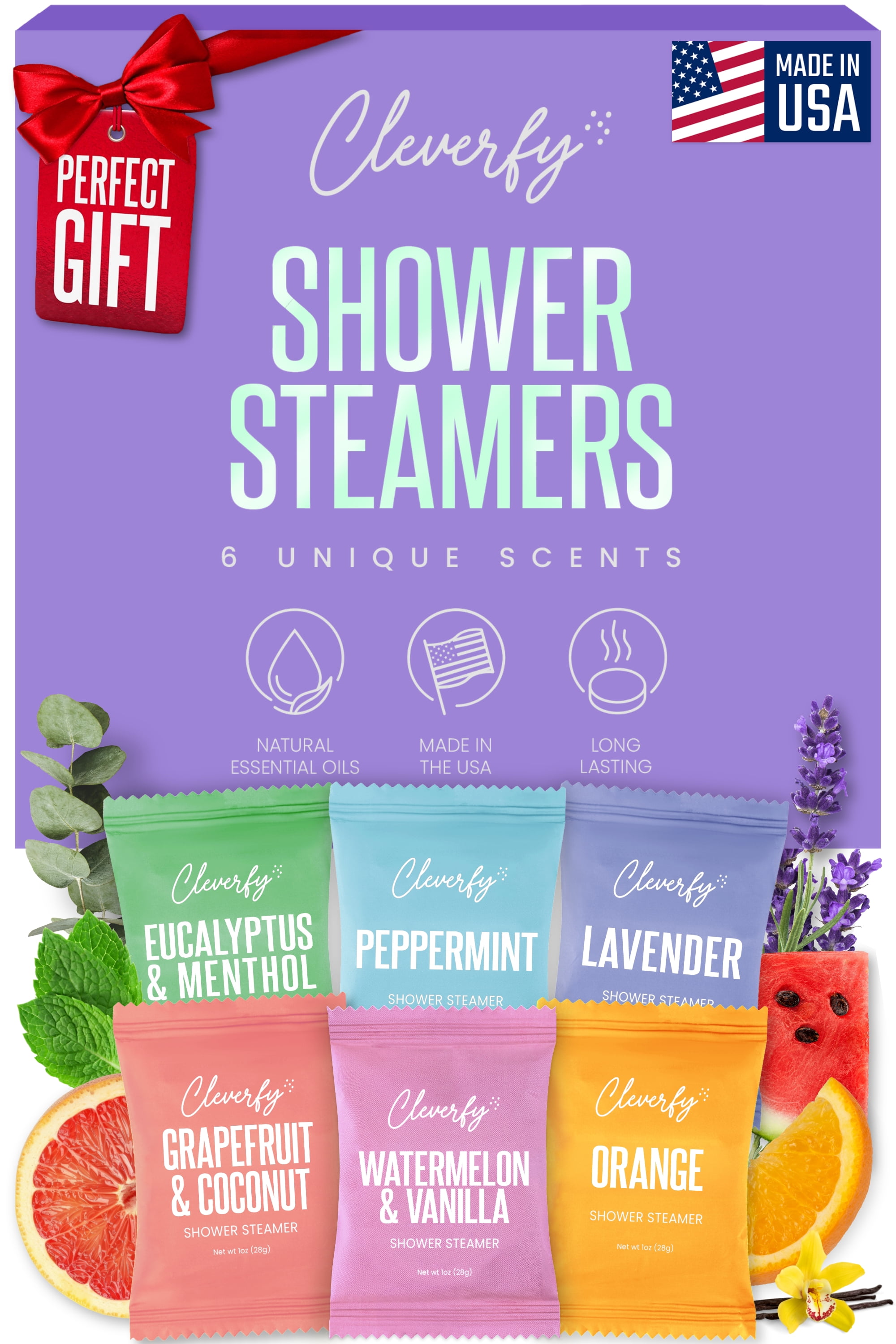 Cleverfy Shower Steamers Aromatherapy Gift Set, Variety Pack of 6 ...