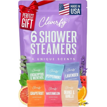 Cleverfy Shower Steamers Aromatherapy - Variety Pack of 6 Shower Bombs with Essential Oils. Personal Care and Relaxation Birthday Gifts for Women and Men. Purple Set