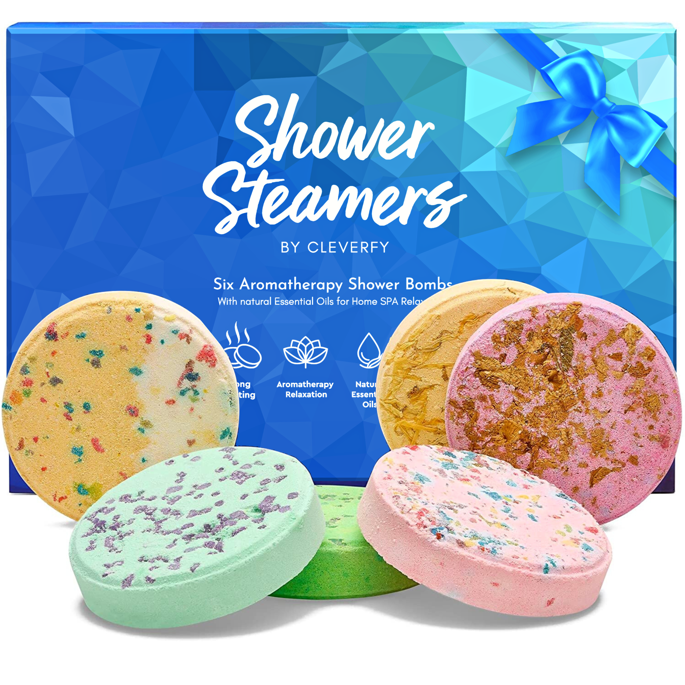 Effiland Aromatherapy Shower Steamers Shower Gifts,Soap Holder Set, 6-Pack  Shower Bombs,Gift for Women,Relaxing Self Care