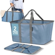 Clevermade 2-Pack Collapsible Fabric Laundry Basket Container BLUE Denim Large Organizer Bag - WLM8 02586-C