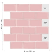 Clevermosaics 12*12 inch Self Adhesive Peel and Stick Backsplash Vinyl Pink Subway Tiles - 10 Sheet