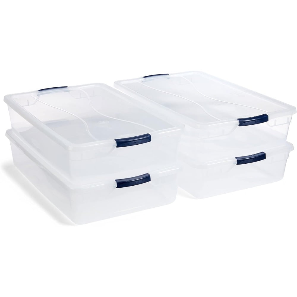 Cleverstore 42 Quart Stackable Plastic Storage Container Organizer Bin ...
