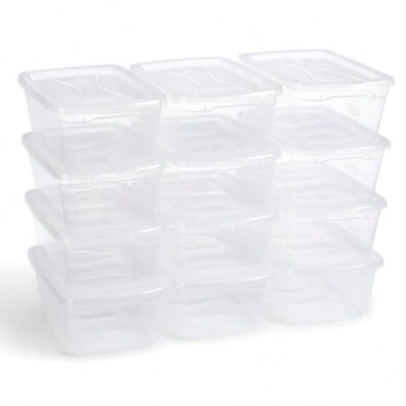 Cleverstore 6 Qt Clear Storage Bins with Lids 12-Pack Stackable BPA-Free Made in USA