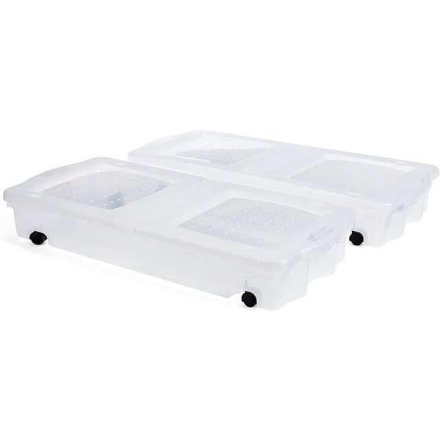 Cleverstore Under the Bed Wheeled Storage Box, 68 qt. 2Pack