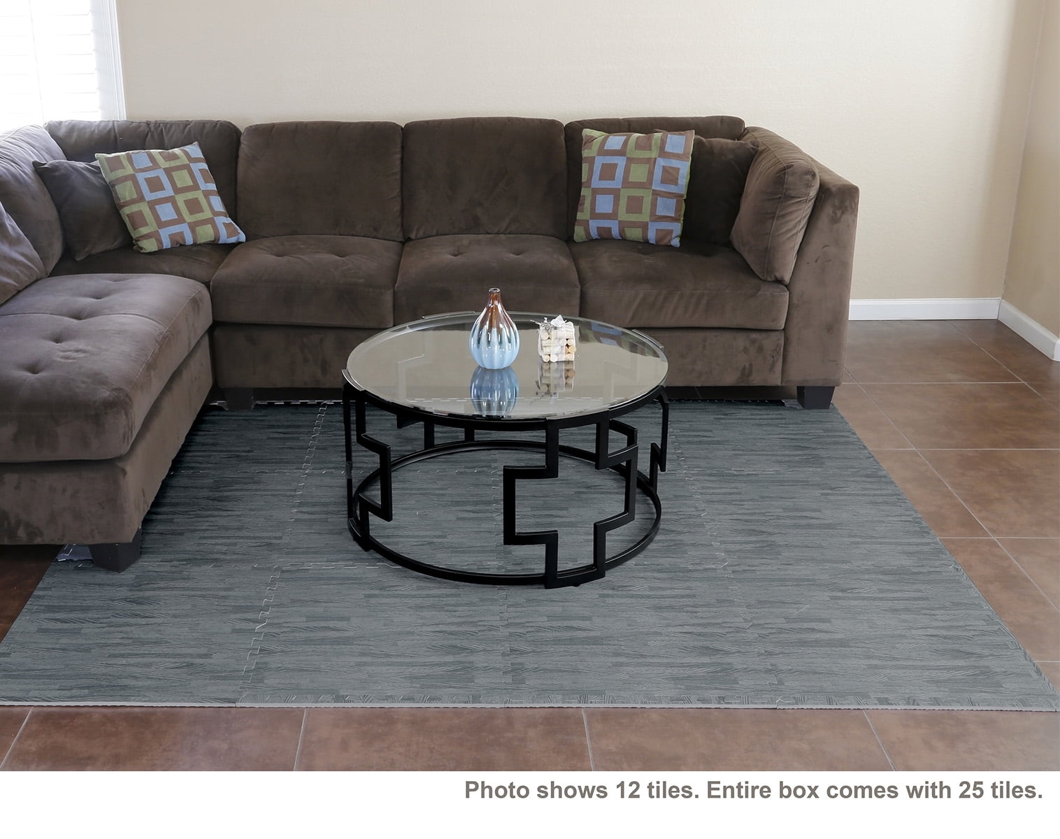 Clevr 100 Sq. Ft  3/8 Inch Thick Interlocking Foam Mats Flooring, Sea Haze Grey
