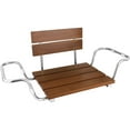 Clevr Adjustable Foldable Teak Wood Bathtub Seat Shower Bench Modern Chrome