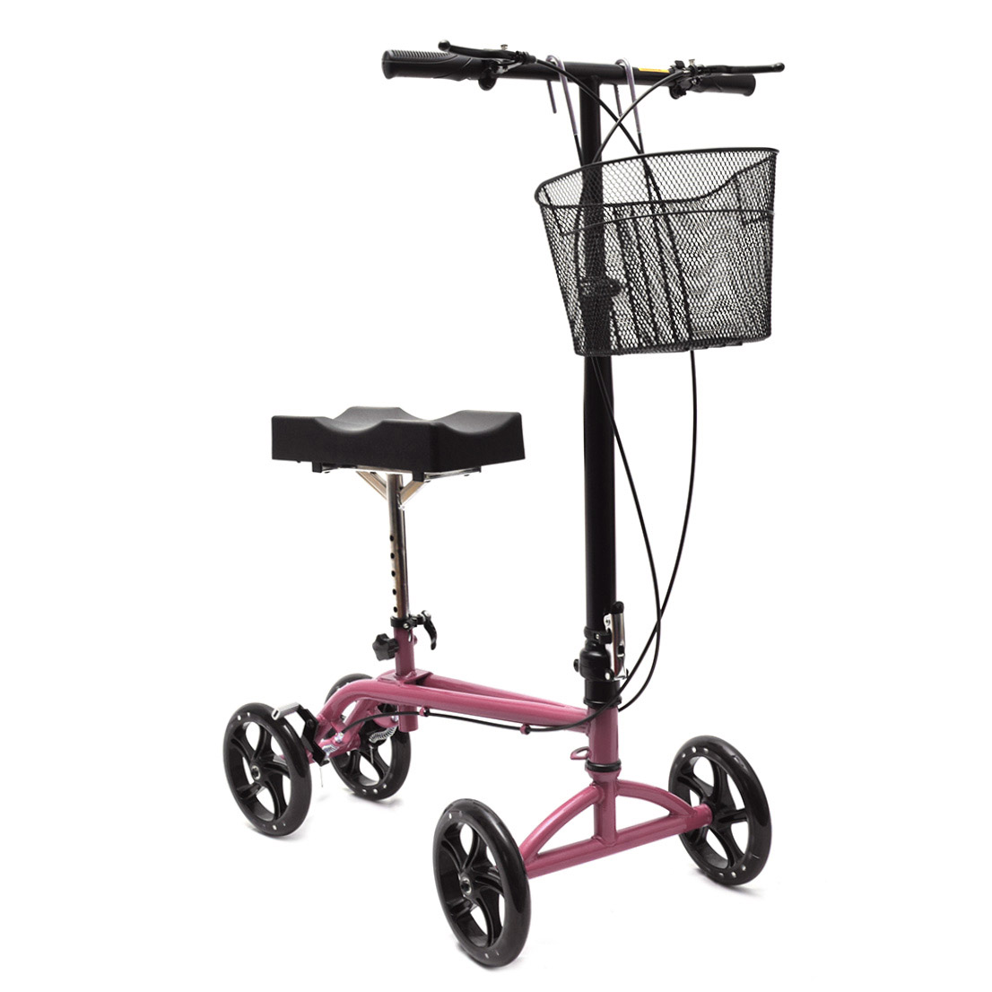 Clevr Foldable Steerable Knee Walker Aid Scooter for Foot Injury, Pink