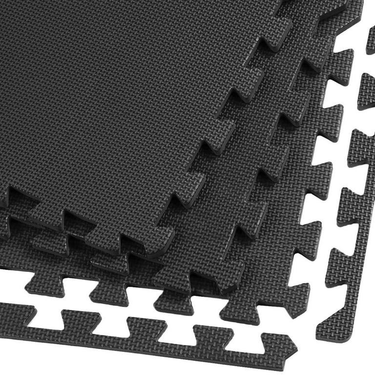 Clevr Interlocking EVA Foam Mat Cushion Flooring Tiles Black Set of 24 2 x 2 Covers 96 sq.ft. for Gym Workout Exercise Walmart