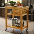 thumbnail image 1 of Clevr Rolling Bamboo Wood Kitchen Island Cart Trolley, Kitchen Trolley Cart on, 1 of 8