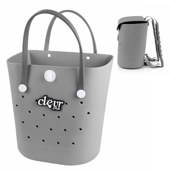 ClevrPlus Convertible Beach Tote Backpack, Grey Waterproof EVA Beach Bag with