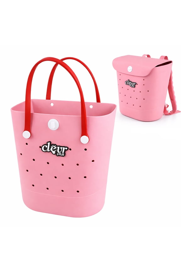 Convertible Beach Tote Backpack, Pink Waterproof EVA Beach Bag with