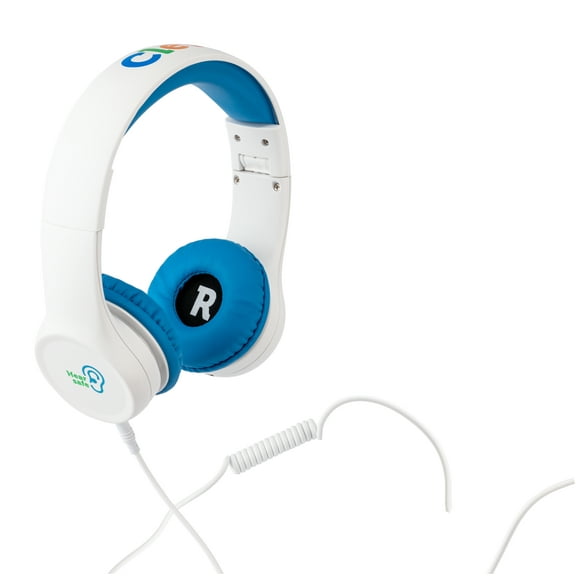 Clevy Kids Headphone - Hearsafe Volume Limiting Children's Headphones - Including Mic and Spiral Cable!