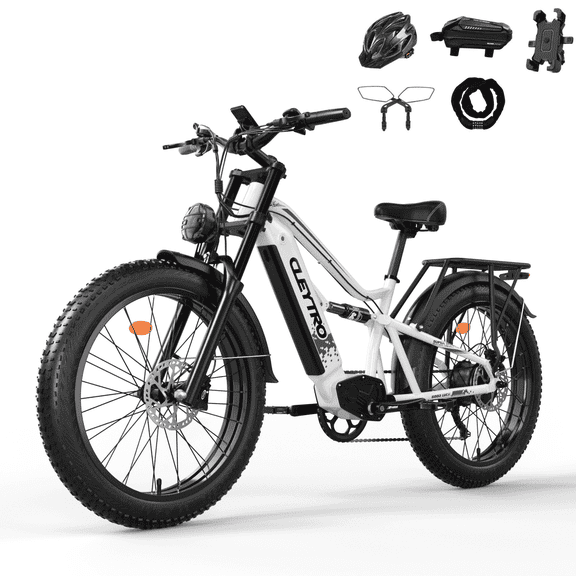 Cleytro 26 inch Electric Bike for Adults, 750W Folding Fat Tire Bikes, 52V Ebike 19Ah Removable Li-Ion Battery 7-Speed