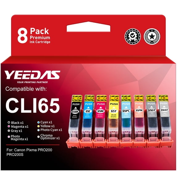Cli65 Cli-65 Ink Cartridge Replacement for Canon PRO200 PRO200S PRO 200 Printer(8 Pack)