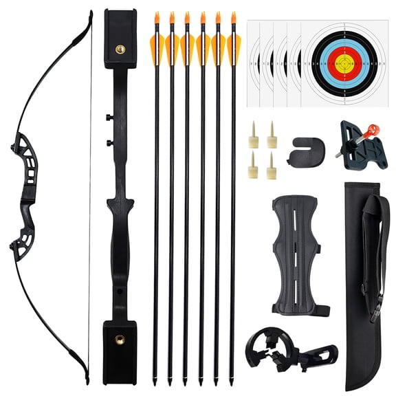 Clianle Recurve Bow Set, Outdoor Hunting and Target Practice Bow, 20 Lbs, Black