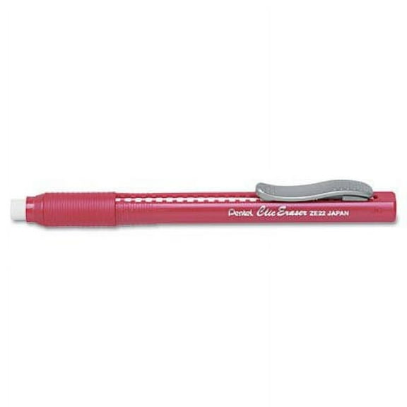 Clic Eraser Pencil-Style Grip Eraser, Red, Sold as Pack of 3