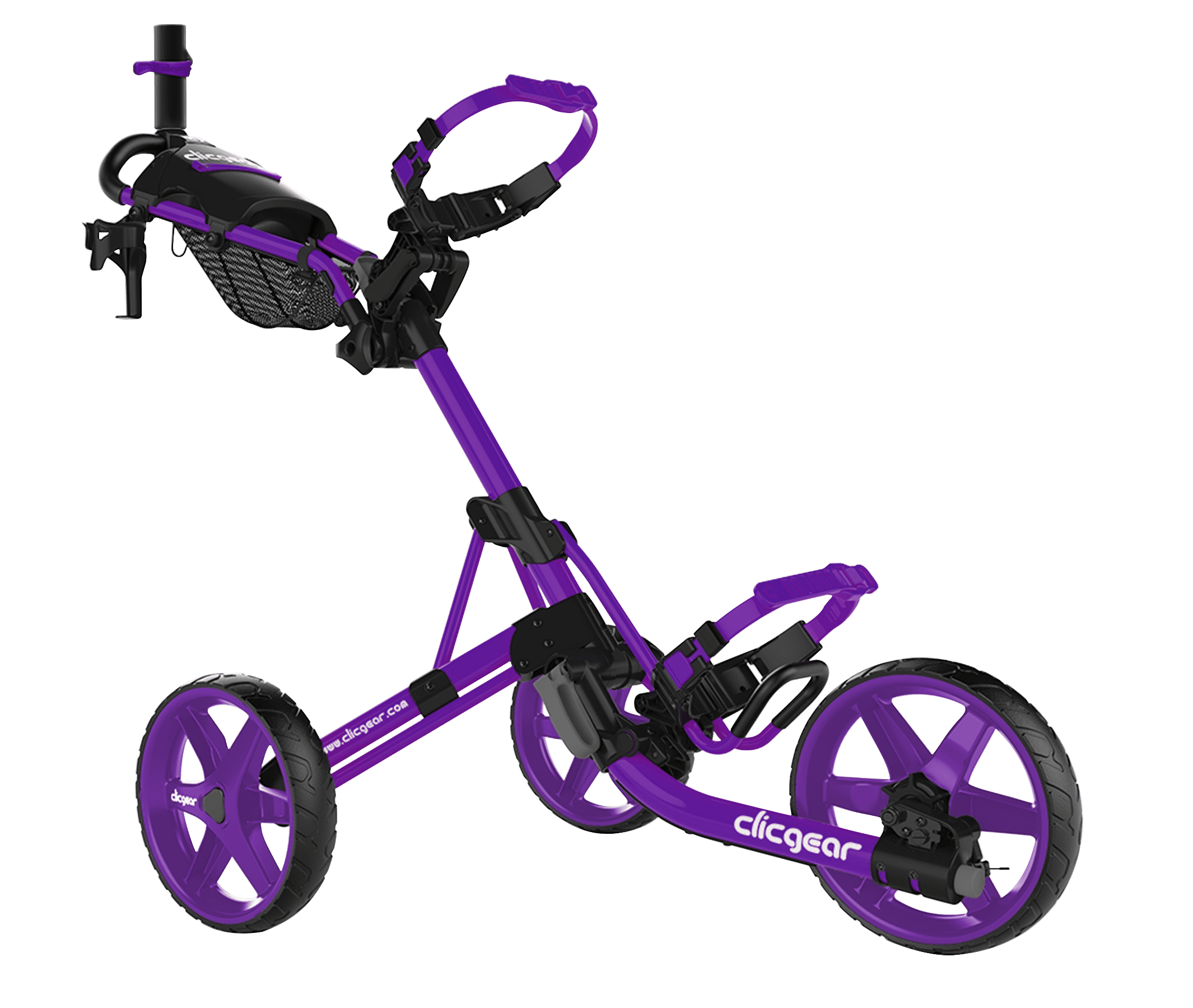 Clicgear Cart Model 4.0 Golf Push Cart 3 Wheel Folding Collapsible Trolley Purple