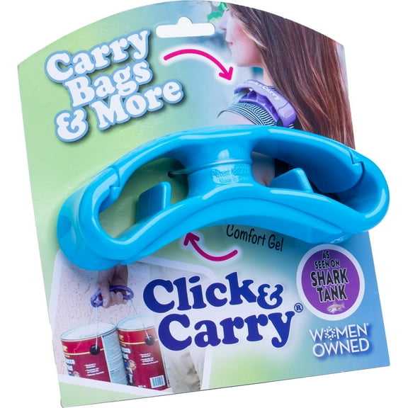 Click & Carry Grocery Bag Carrying Handle for Kitchen, Travel, or Home 1-Pack Blue